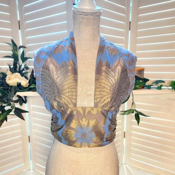 LACE THE LABEL NEW EMBROIDERED HALTER TOP SIZE SMALL (PTP 20 INCHES) RETAIL $320 - Picture 1 of 4